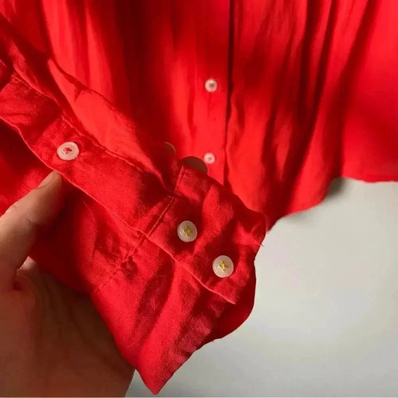 Anthropologie | Maeve Orange Button Down  Blouse - Picture 5 of 6
